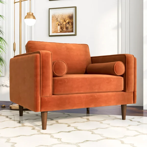 Amber Lounge Chair Burnt Orange Velvet 2