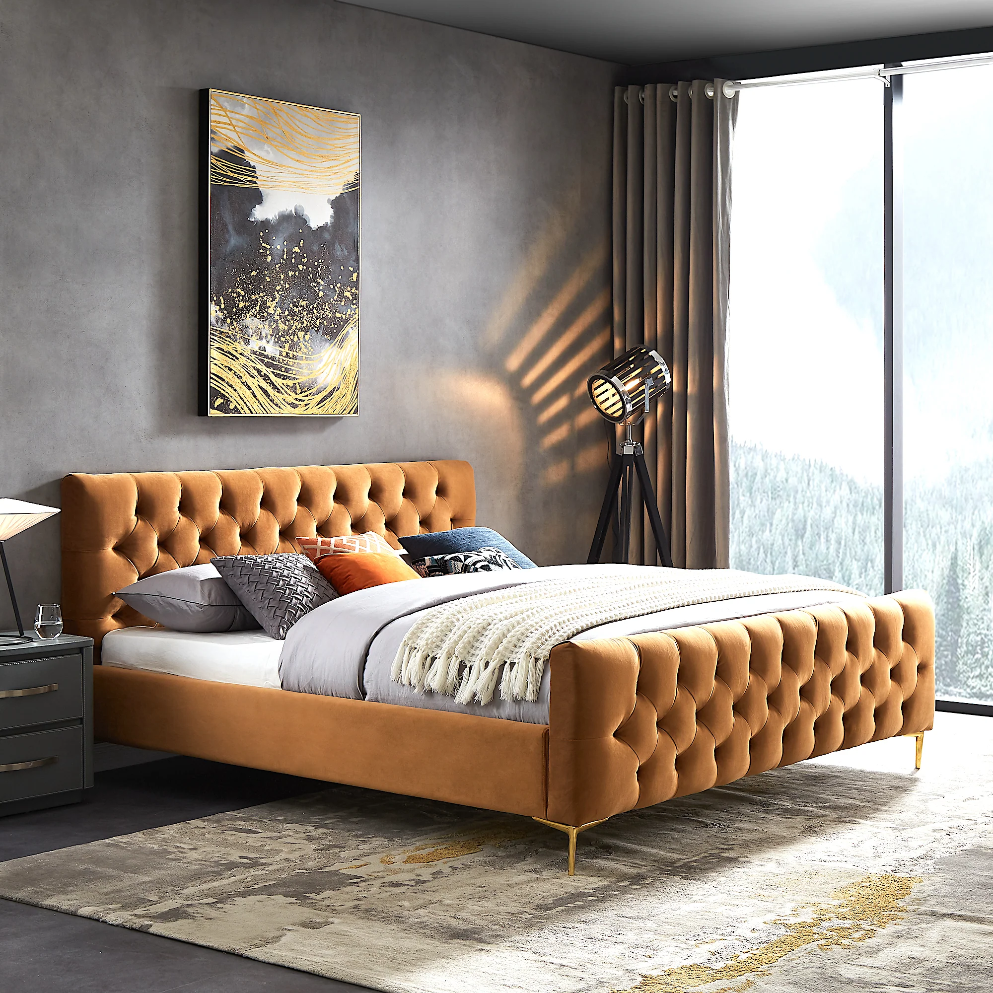 Bailey Velvet Upholstered Platform Bed | Make Your House A Home