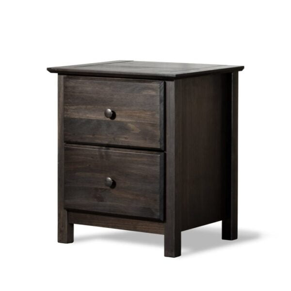 Farmhouse Solid Pine Wood 2 Drawer Nightstand in espresso 4