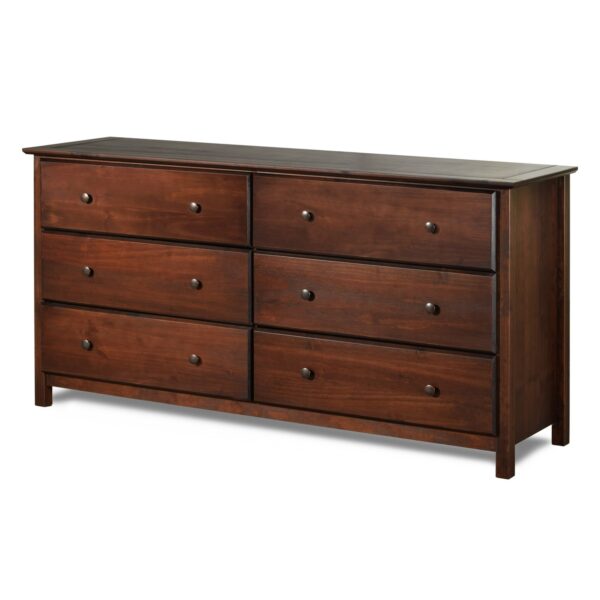 Farmhouse Solid Pine Wood 6 Drawer Dresser in Cherry Finish 2