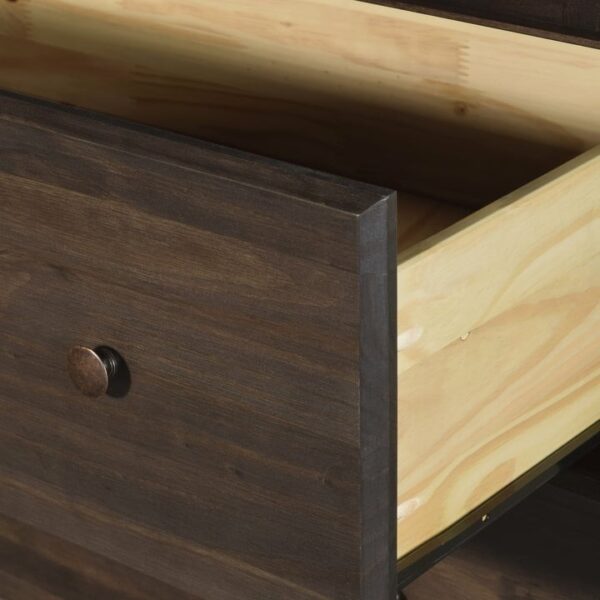Farmhouse Solid Pine Wood 6 Drawer Dresser in Espresso Finish 3