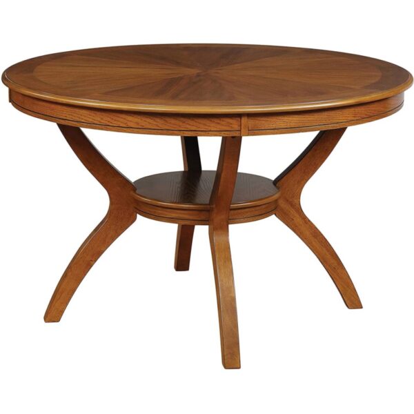 Modern Classic 48 inch Round Dining Table in Medium Walnut Wood Finish e1690531102267