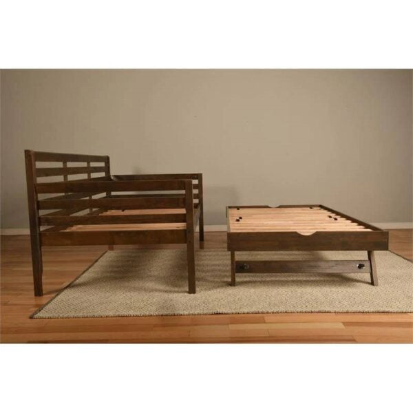 Solid Wood Daybed Frame with Twin Pop Up Trundle Bed in Walnut Finish 4