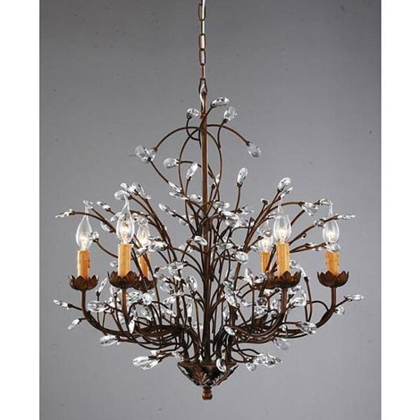 Antique Bronze 6 light Crystal and Iron Chandelier 2