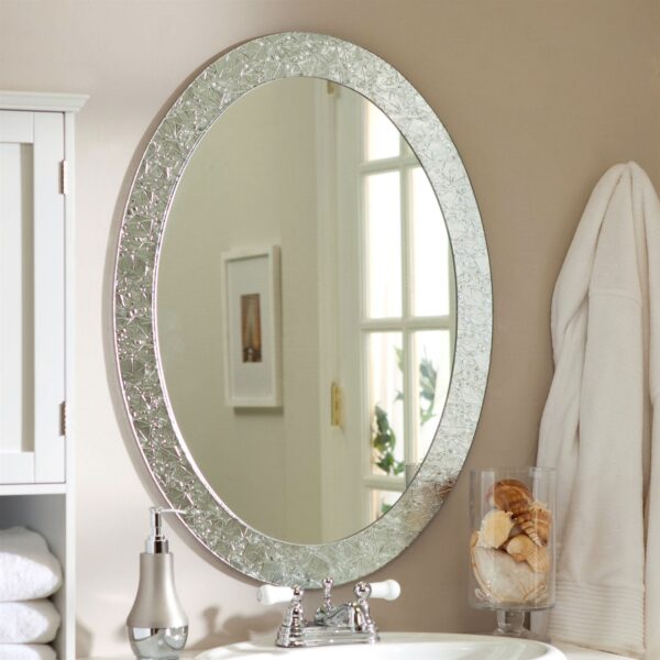 Frame less Wall Mirror with Elegant Crystal Look Border 3