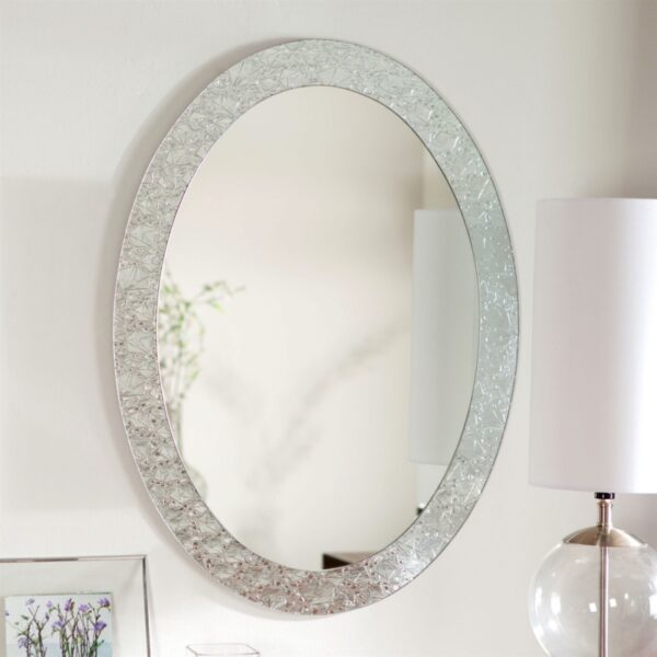 Frame less Wall Mirror with Elegant Crystal Look Border e1690990528501