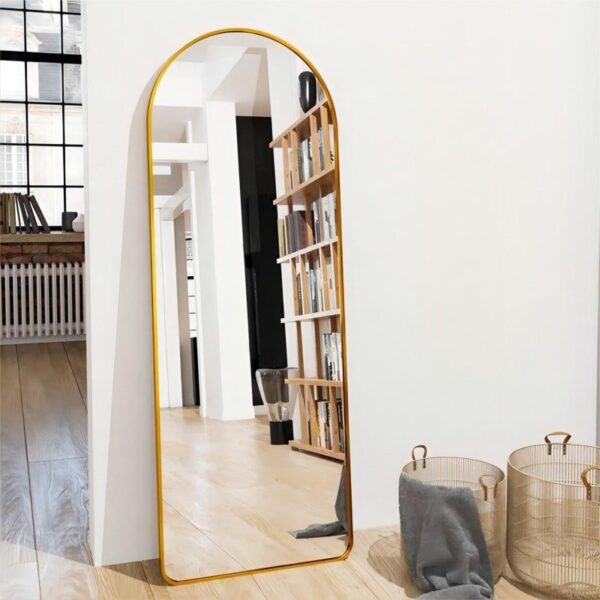 Gold Large Full Length Rounded Leaning Wall or Hanging Mirror 2