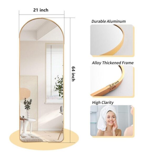 Gold Large Full Length Rounded Leaning Wall or Hanging Mirror 4