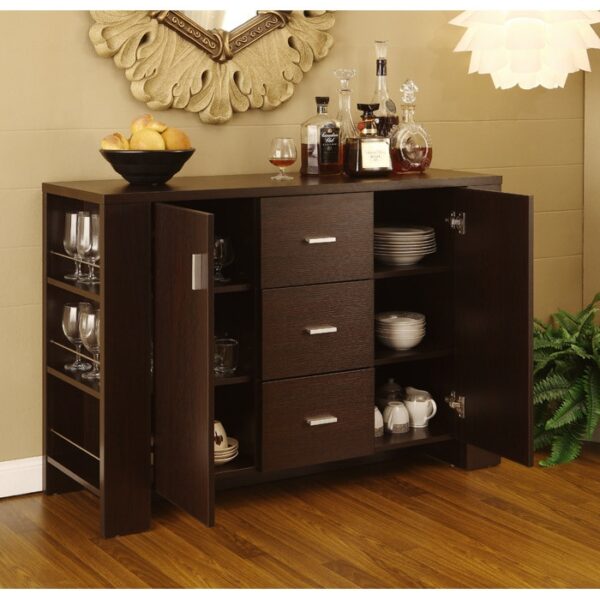 Modern Dining Buffet Sideboard Server in Cappuccino Finish 2