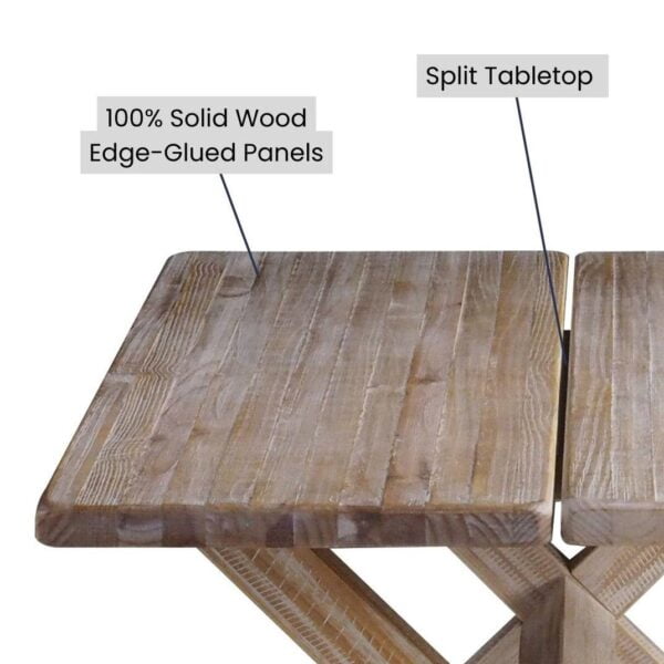 Modern Farmhouse Solid Pine Wood Dining Table in Distressed Driftwood Finish 4 1