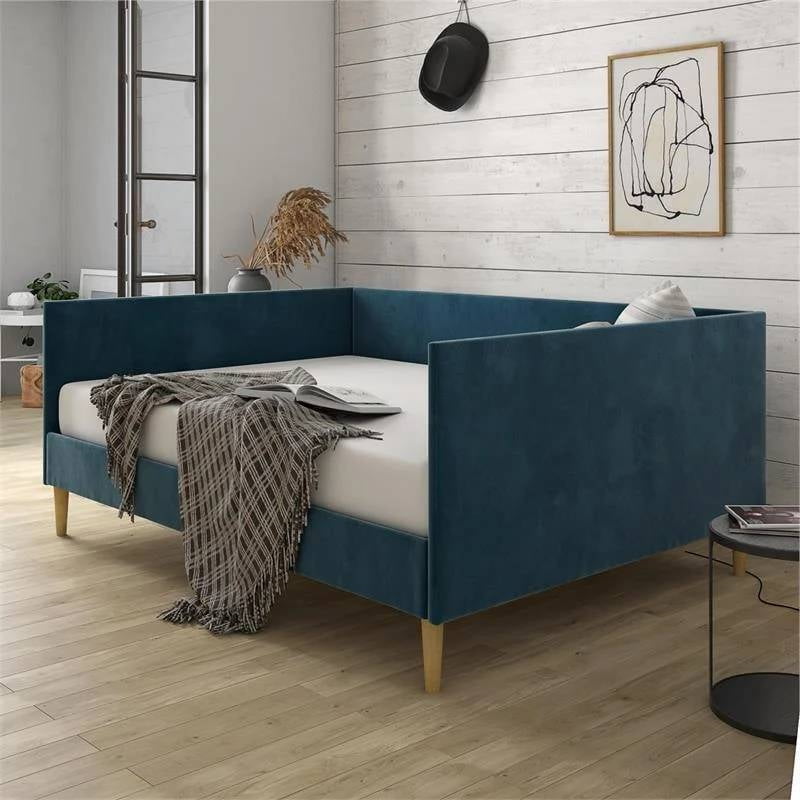 Modern Navy Blue Upholstered Daybed | RoomLayot