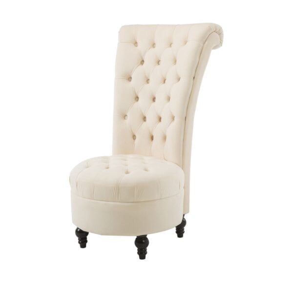 Plush Velvet Upholstered Accent Low Profile Chair Cream 2