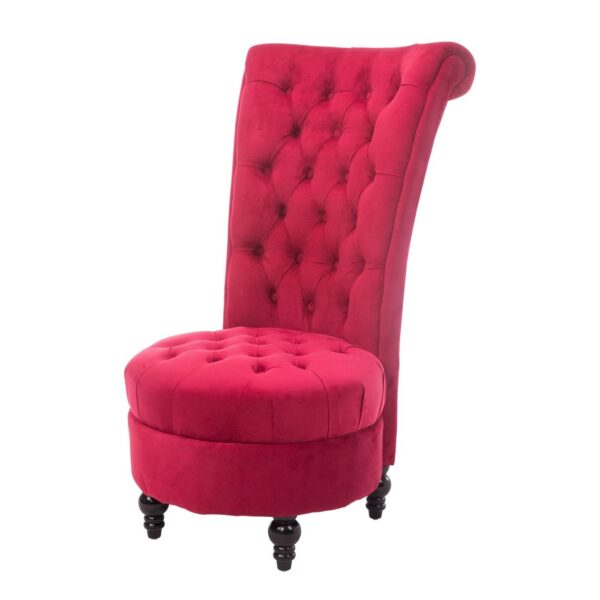 Plush Velvet Upholstered Accent Low Profile Chair Red 3 1