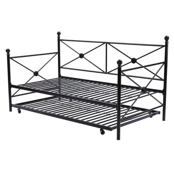 Twin size Contemporary Daybed and Trundle Set in Black Metal Finish 2