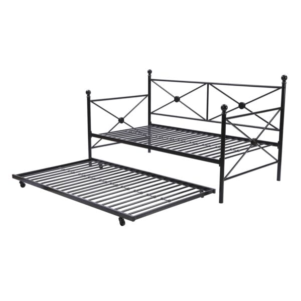 Twin size Contemporary Daybed and Trundle Set in Black Metal Finish 3