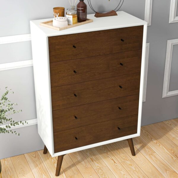 Caroline Mid Century Modern Solid Wood Dresser White 3