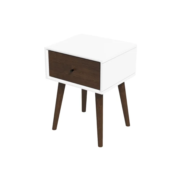Avery Mid Century Modern Solid Wood Night Stand 1 Drawer White III