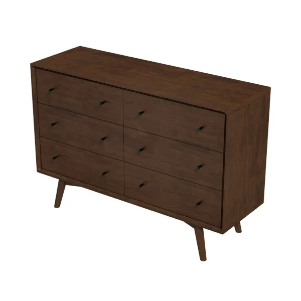 Mid Century Modern Walnut Dresser 6 Drawer II jpg